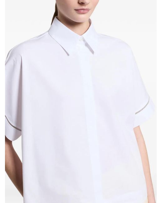 Peserico White Embellished Short-Sleeve Shirt