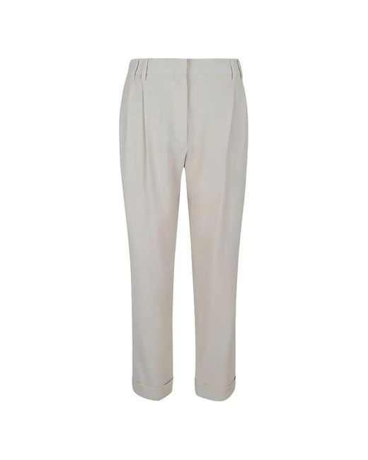 Brunello Cucinelli Gray Pleated Tailored Trousers