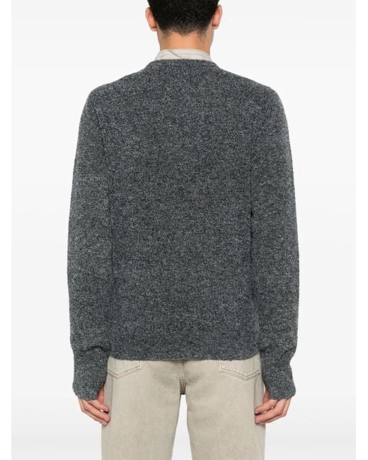 Fred Perry Gray Bouclé Crew-Neck Sweater for men