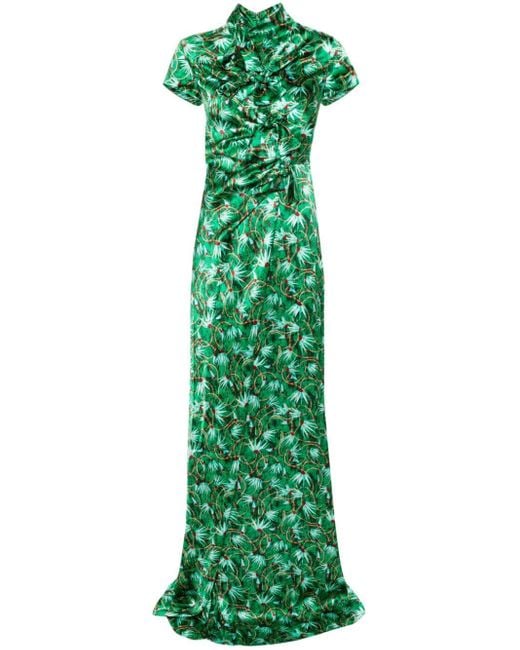 Saloni Green Kelly Kleid mit Blumen-Print