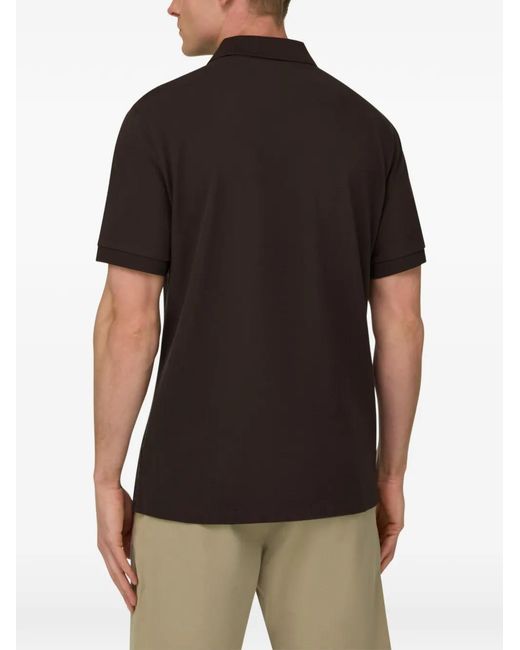 Boggi Black Button Flocked Polo Shirt for men
