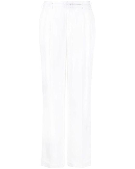 Ralph Lauren White Stamford Linen Pleated Trousers