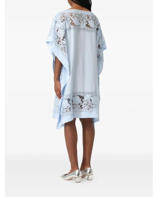 Ermanno Scervino Blue Lace-Insert Midi Dress