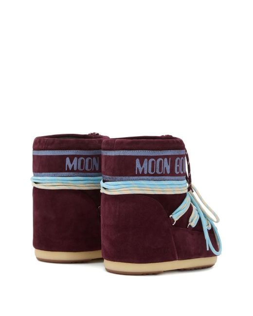 Moon Boot Red "Icon" Low Suede Laces Boot