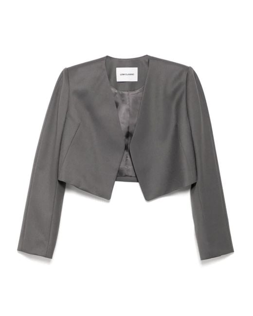 Low Classic Gray Collarless Jacket