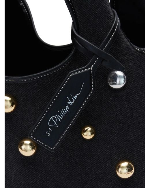 3.1 Phillip Lim Black Dome Studded Tote Bag
