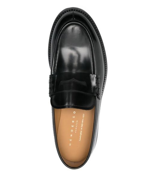 Henderson Black Penny-Strap Leather Loafers for men