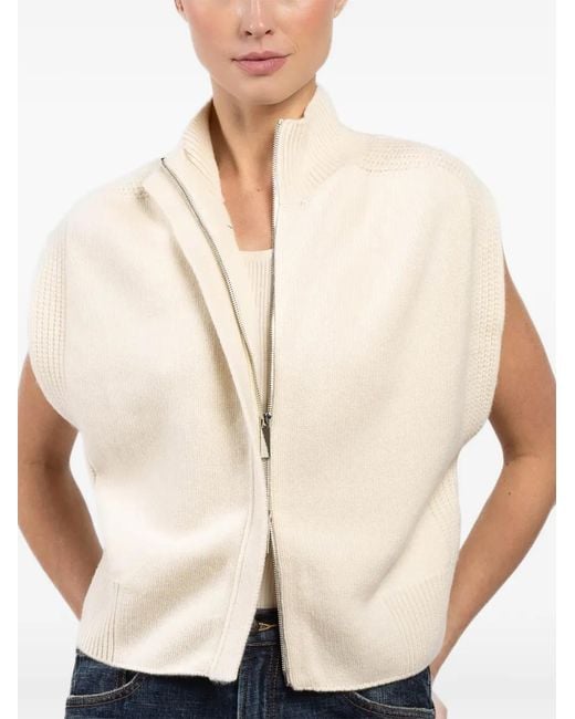 Sa Su Phi Natural Zip-Up Sleeveless Cardigan