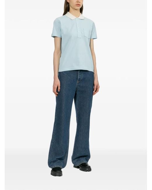 A.P.C. Blue Half-Button Polo