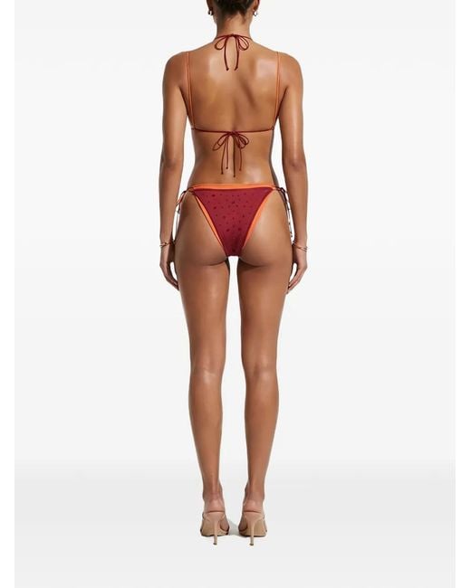 Oseree Red Crystal-Embellished Bikini
