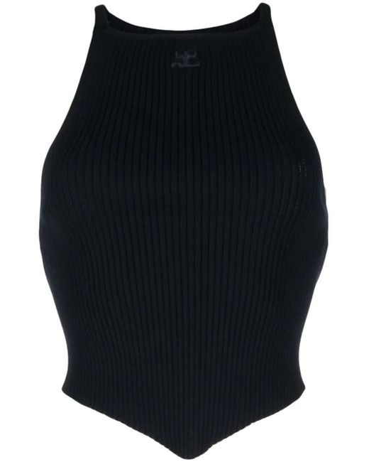 Courreges Blue Pointy Rib-Knit Tank Top