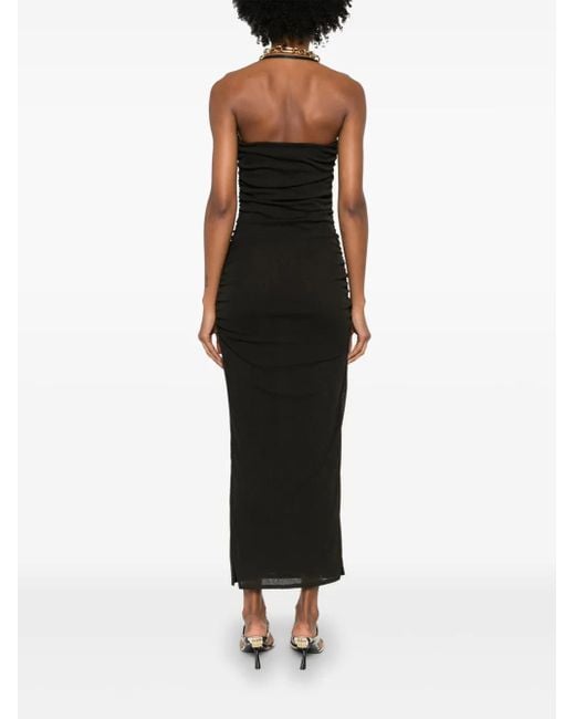 Nanushka Black Ruched Halterneck Midi Dress