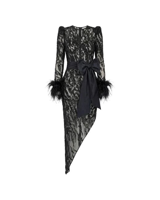 Gatti Nolli by Marwan Black Sequin-Embroidered Midi Dress