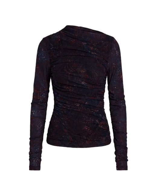 Nicholas Blue Joey Snake-Print Ruched Top