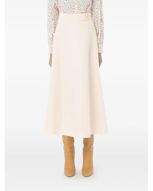 Valentino Garavani White Crepe Couture Midi-Skirt