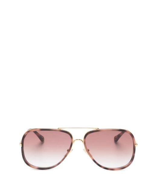 Chloé Pink Pilot-Frame Sunglasses