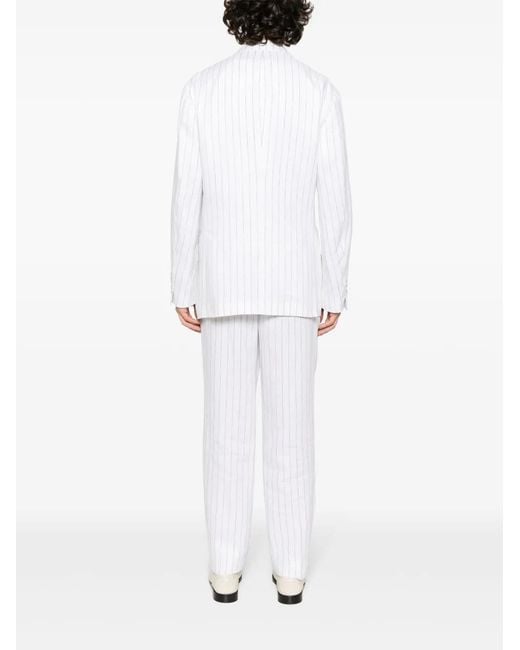 Brunello Cucinelli White Double-Breasted Linen Suit for men