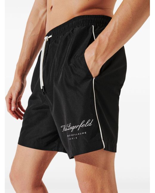 Karl Lagerfeld Black Hotel Karl Swim Shorts for men