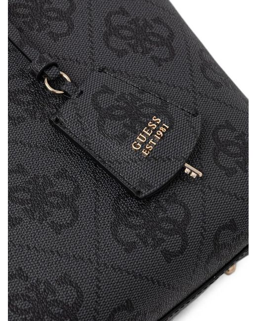 Guess Black Janie Logo-Print Horsebit Tote Bag