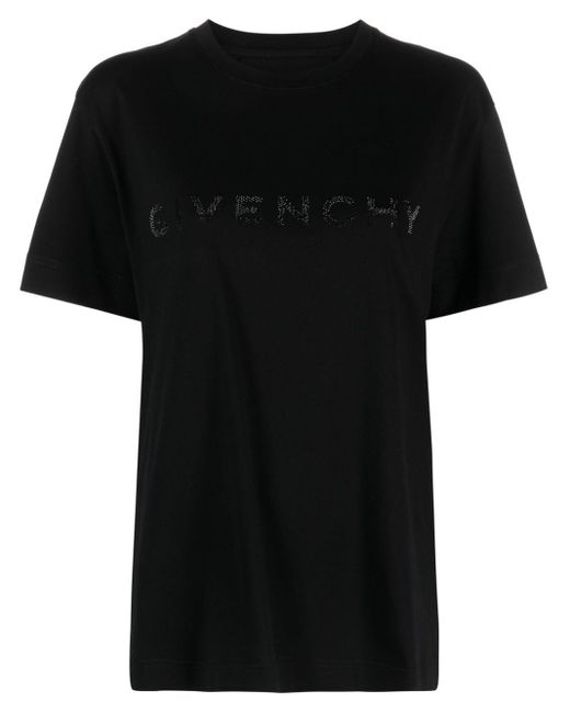 T-shirt en coton à ornements strassés Givenchy en coloris Black