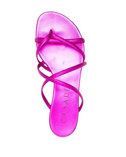 Casadei Pink Metallic Leather Slides