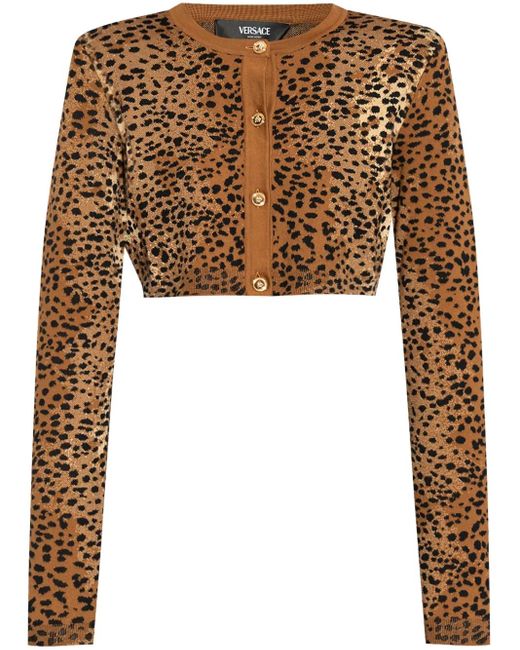 Versace Brown Cardigan With Animal Motif