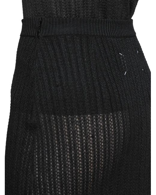Maison Margiela Black Ribbed Knit Midi Skirt