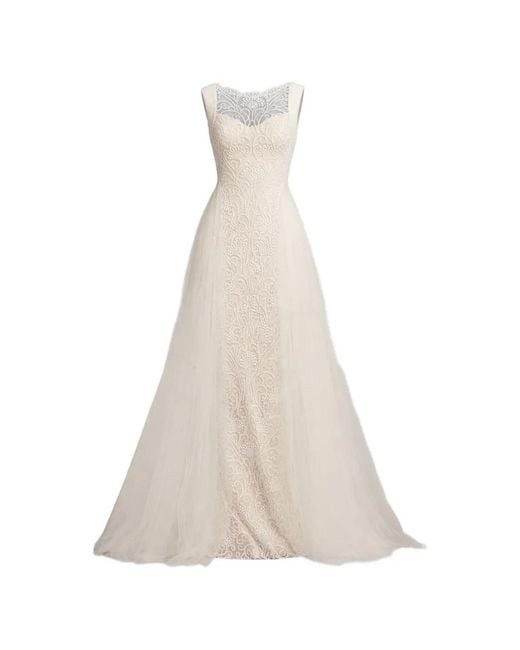 Tadashi Shoji Women's White Alamo Dot Embroidered Bridal Gown