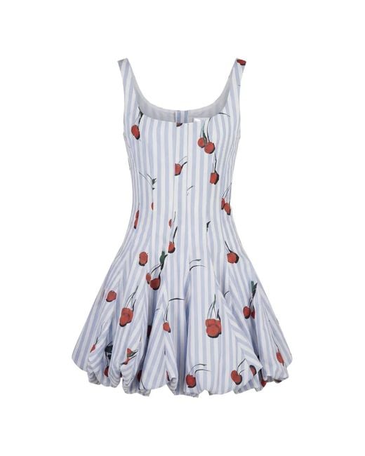 Monse White Cherry-Print Bubble Mini Dress