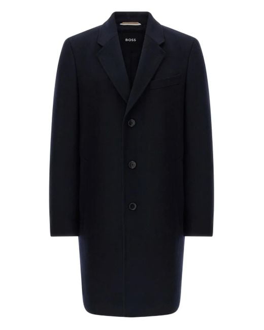 Boss Blue Button Single-Breasted Coat for men