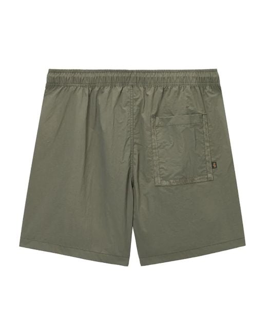 Alpha Industries Green Logo-Patch Shorts for men