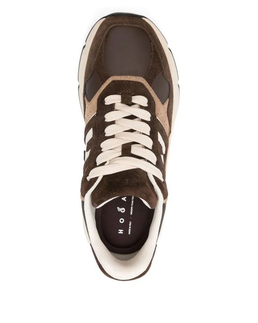 Hogan Brown 'Rebel' Calf Leather Sneakers