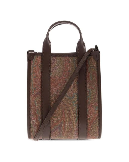 Etro Brown Verticale Xs Paisley-Print Tote Bag