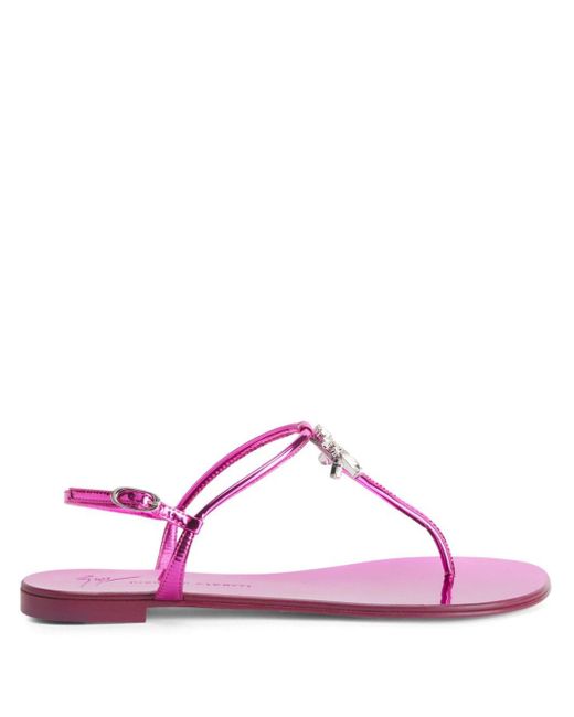 Giuseppe Zanotti Pink Melissie Thong Leather Sandals