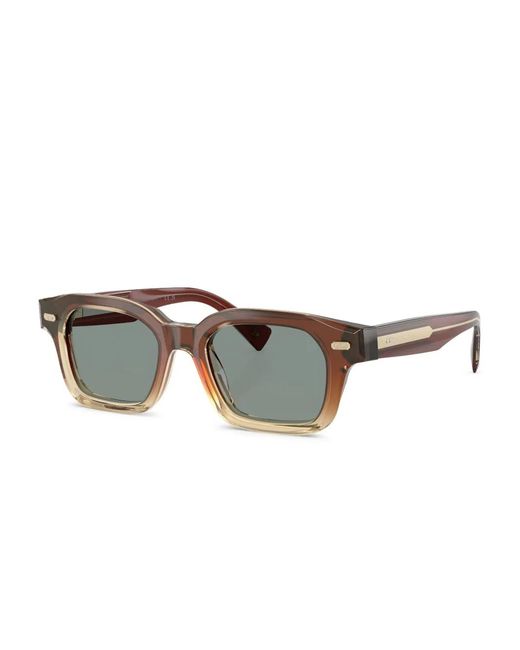 Brunello Cucinelli Brown Two-Tone Square-Frame Sunglasses