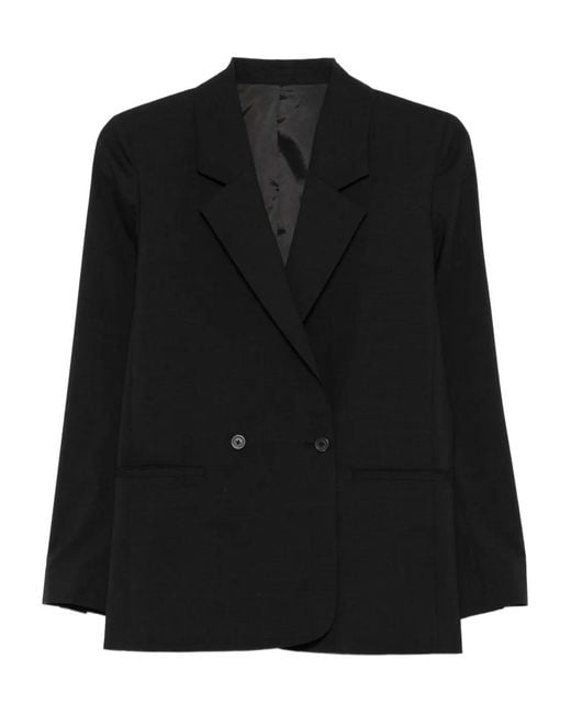 Bompard Black Double-Breasted Patch-Pocket Blazer
