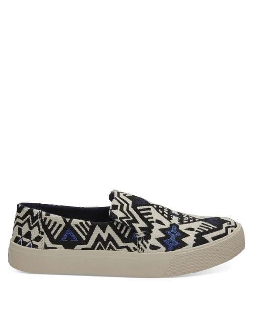 TOMS Black Sunset Geometric-Pattern Slip-On Sneakers