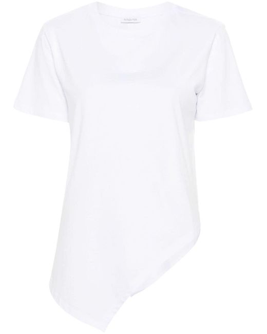 Patrizia Pepe T-shirt Met Asymmetrische Afwerking in het White