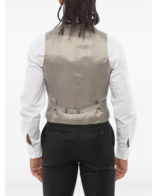 Corneliani White Button-Up Jetted-Pockets Waistcoat for men