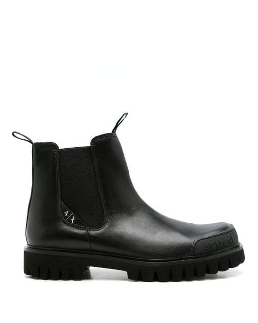 Armani Exchange Black Calf-leather Ankle Boots for men