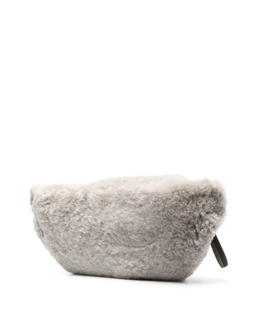 Brunello Cucinelli Gray Frosty Shearling Belt Bag