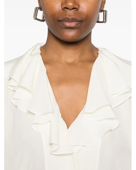 Etro White Ruffled Blouse