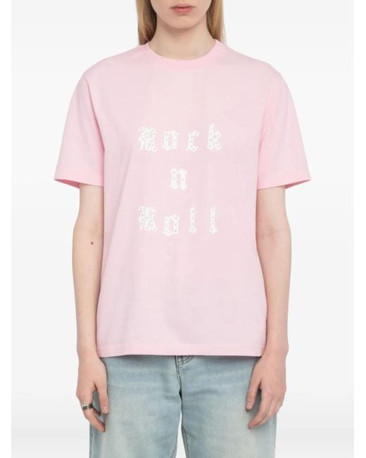 Zadig & Voltaire T-Shirt Met Grafische Print in het Pink