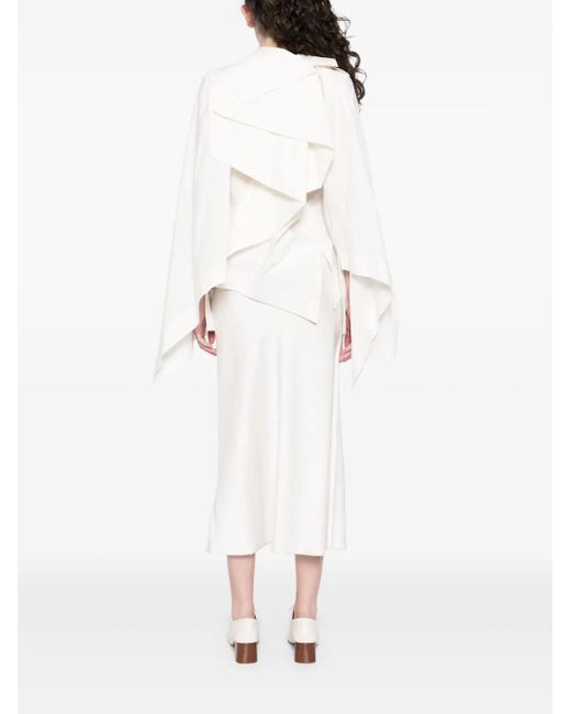 Yehuafan White Asymmetric Shirt