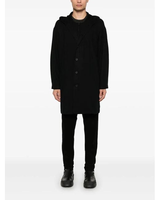 Transit Black Virgin Wool Hooded Coat for men