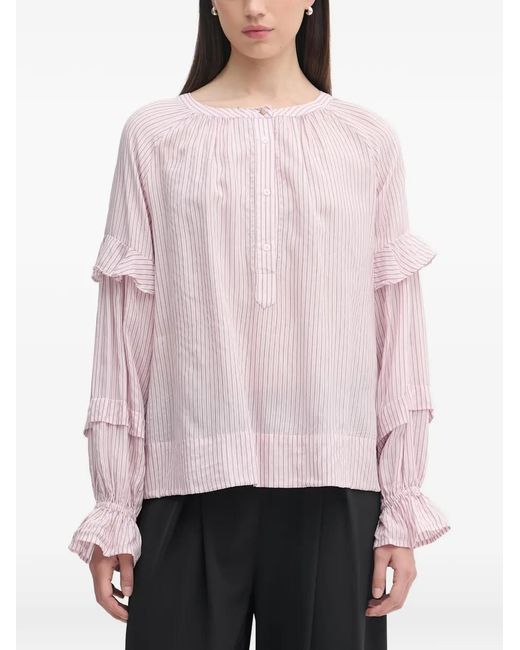 Mos Mosh Pink Jorun Ruffled Striped Blouse