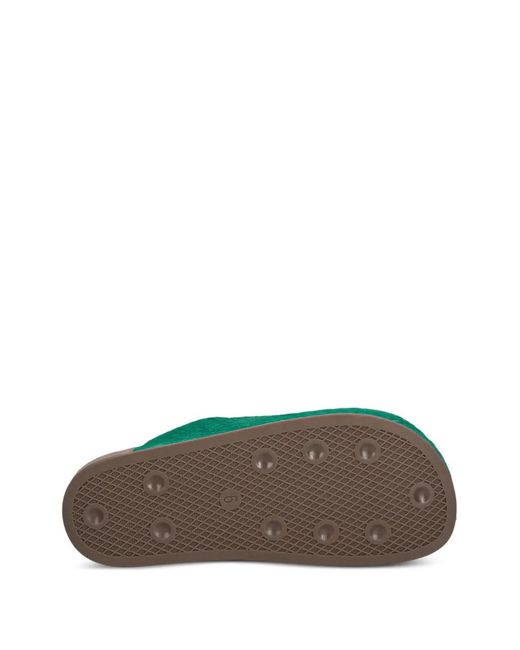 Adidas Green Adimule Floral-Embossed Mules
