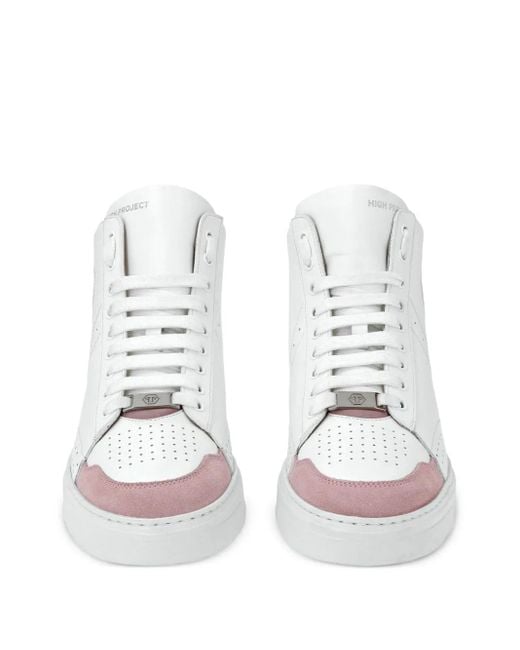 Philipp Plein White Hexagon Lace-Up Sneakers