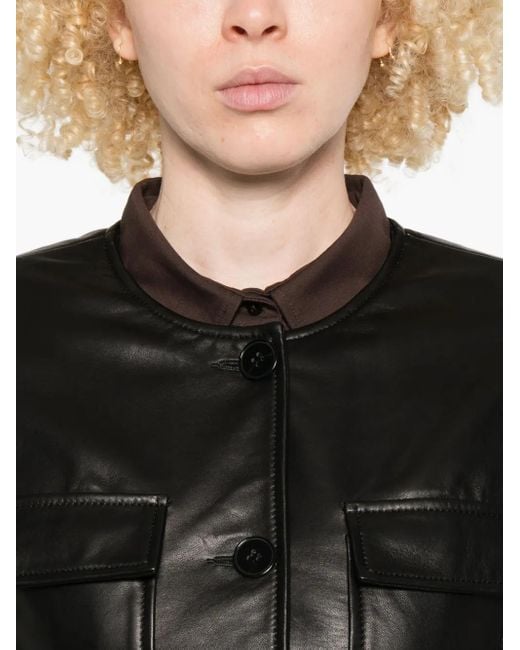 Nour Hammour Black Leather Blazer