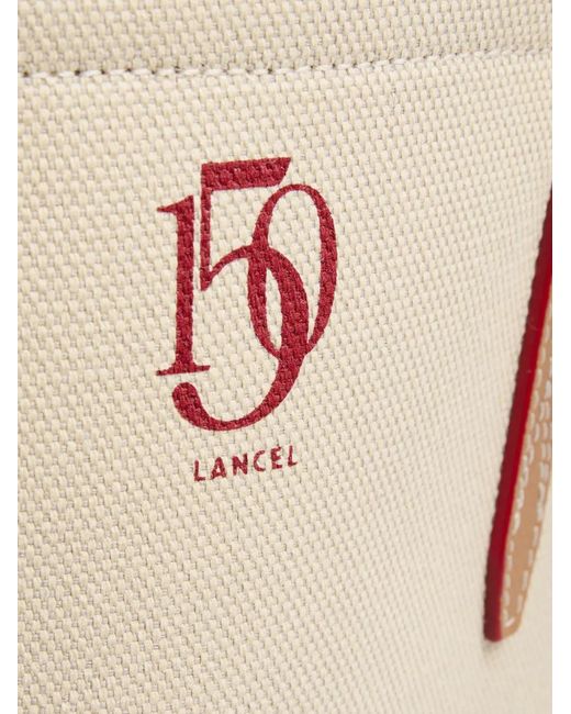 Lancel White Canvas Leather-Trim Tote Bag